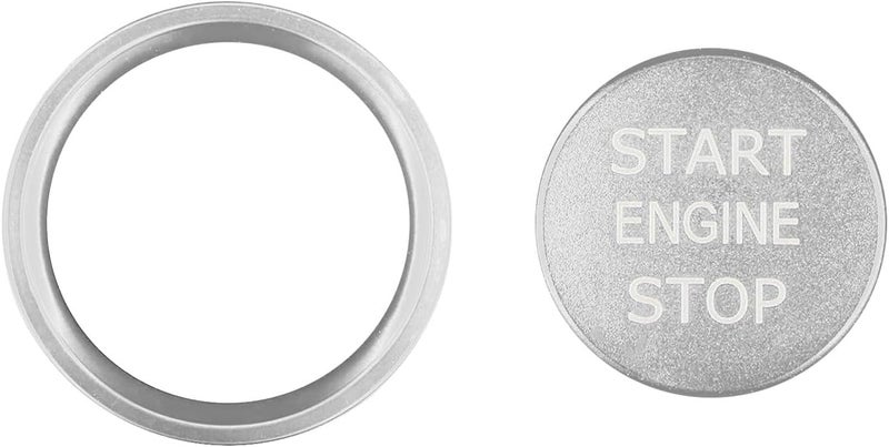 Lyxheth Car Push Start Button Cover, Engine Start Cover, Cool Aluminum Engines Starts Buttons Covers with Metal Ring for Cars Decorations, Car Engine Start Button Decal Accessory for Audi A4 (Silver) - Image 1